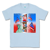 Dusty Blue american flag  and america Classic Tee - AdoDesignShop