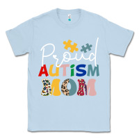 Dusty Blue Proud Autism Mom Leopard Pattern Design Autism Awa Classic Tee - CowhideDigitalArt