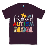 Plum Proud Autism Mom Leopard Pattern Design Autism Awa Classic Tee - CowhideDigitalArt
