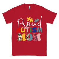 Red Proud Autism Mom Leopard Pattern Design Autism Awa Classic Tee - CowhideDigitalArt