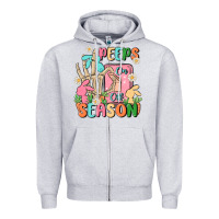 Heather Grey peeps season mode on Zipper Hoodie - MaliasSmallBusiness