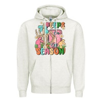 Oatmeal Heather peeps season mode on Zipper Hoodie - MaliasSmallBusiness