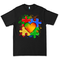 Black autism puzzle pieces heart Premium Tee - Zillion Design Studio