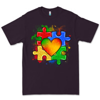 Plum autism puzzle pieces heart Premium Tee - Zillion Design Studio