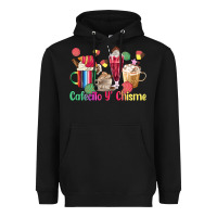 Black cafecito y chisme coffee cups Heavyweight Hoodie - MaliasSmallBusiness