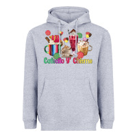 Heather Grey cafecito y chisme coffee cups Heavyweight Hoodie - MaliasSmallBusiness