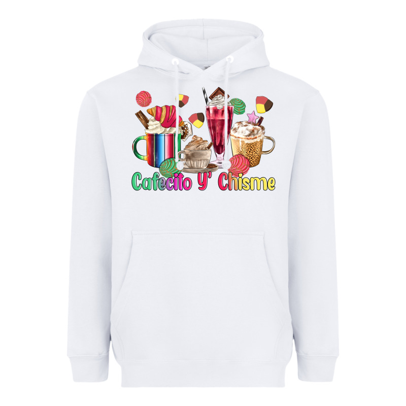 Cafecito Y Chisme Coffee Cups Heavyweight Hoodie by MaliasSmallBusiness | Teevron