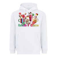 White cafecito y chisme coffee cups Heavyweight Hoodie - MaliasSmallBusiness