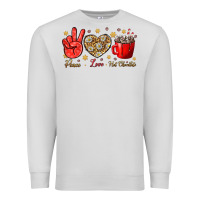 Dove Grey Peace Love Hot Chocolate Premium Sweatshirt - BundleAndBundleShop