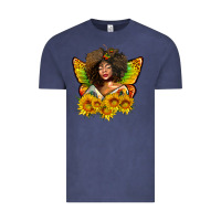 Vintage Denim butterfly afro woman juneteenth Vintage Tee - AdoDesignShop
