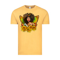 Vintage Mustard butterfly afro woman juneteenth Vintage Tee - AdoDesignShop