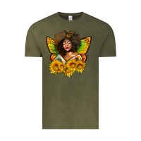 Vintage Olive butterfly afro woman juneteenth Vintage Tee - AdoDesignShop