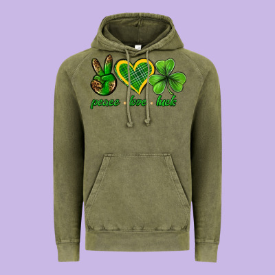 Peace Love Luck St. Patricks Day Nepeace Love Luck Vintage Hoodie Designed By Neo Western