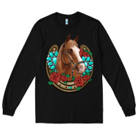 Black western horseshoe horse roses gemstone Long Sleeve Tee - Artiststas