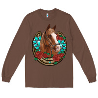 Chestnut western horseshoe horse roses gemstone Long Sleeve Tee - Artiststas