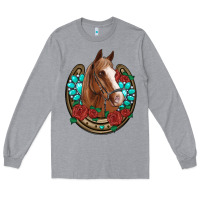 Heather Grey western horseshoe horse roses gemstone Long Sleeve Tee - Artiststas