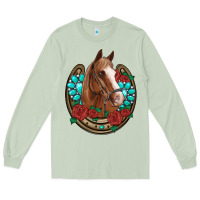 Western Horseshoe Horse Roses Gemstone Long Sleeve Tee | Teevron