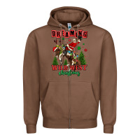 Chestnut dreaming of a wild west christmas cowboy santa Zipper Hoodie - MaliasSmallBusiness