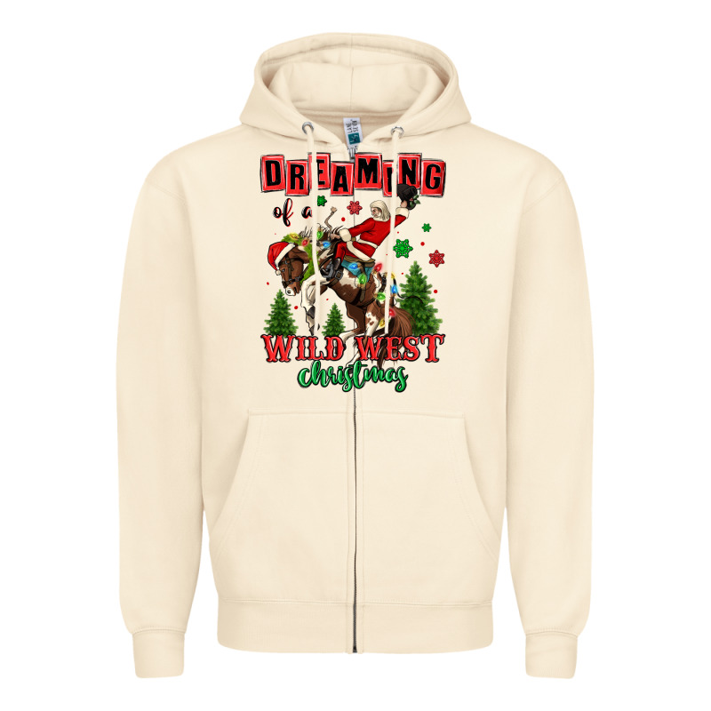 Dreaming Of A Wild West Christmas Cowboy Santa Zipper Hoodie by MaliasSmallBusiness | Teevron