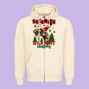 Dreaming Of A Wild West Christmas Cowboy Santa Zipper Hoodie Designed By Maliassmallbusiness