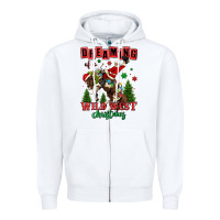 White dreaming of a wild west christmas cowboy santa Zipper Hoodie - MaliasSmallBusiness