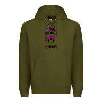 Army Green Purple Glitter, Leopard Patterned Mom Skull Premium Hoodie - Bettercallsaul