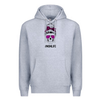 Heather Grey Purple Glitter, Leopard Patterned Mom Skull Premium Hoodie - Bettercallsaul