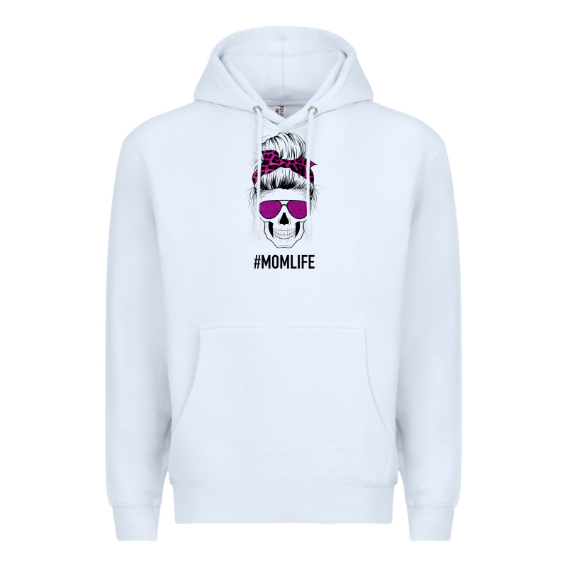 Purple Glitter, Leopard Patterned Mom Skull Premium Hoodie by Bettercallsaul | Teevron