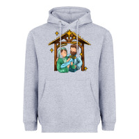 Heather Grey jesus newborn oh holy night Heavyweight Hoodie - MaliasSmallBusiness