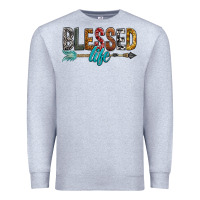 Heather Grey Blessed Life Premium Sweatshirt - BundleAndBundleShop