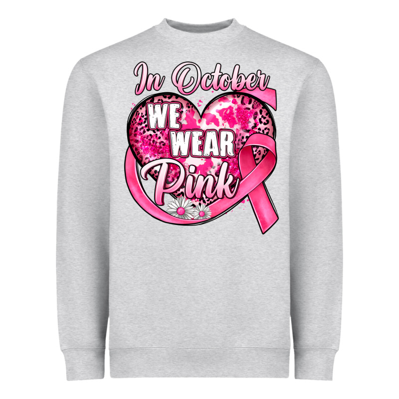 In October We Wear Pink Heart Heavyweight Sweatshirt by JahusDesignShop | Teevron