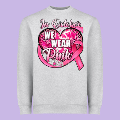 In October We Wear Pink Heart Heavyweight Sweatshirt Designed By Jahusdesignshop