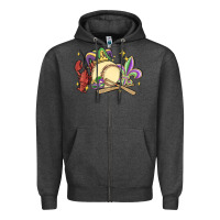 Charcoal Heather mardi gras baseball Zipper Hoodie - MaliasSmallBusiness