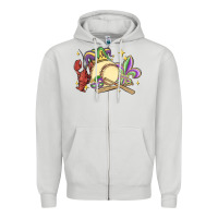 Dove Grey mardi gras baseball Zipper Hoodie - MaliasSmallBusiness