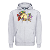 Heather Grey mardi gras baseball Zipper Hoodie - MaliasSmallBusiness