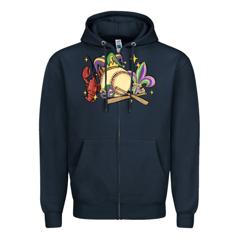 Mardi Gras Baseball Zipper Hoodie by MaliasSmallBusiness | Teevron