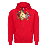 Red mardi gras baseball Zipper Hoodie - MaliasSmallBusiness