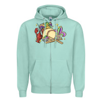Seafoam mardi gras baseball Zipper Hoodie - MaliasSmallBusiness