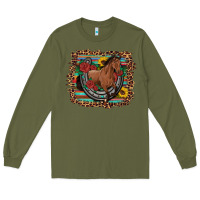 Army Green western horse horseshoe roses sunflowers serape leopard Long Sleeve Tee - Artiststas