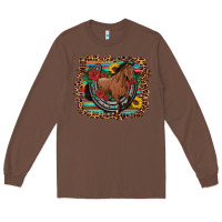 Chestnut western horse horseshoe roses sunflowers serape leopard Long Sleeve Tee - Artiststas