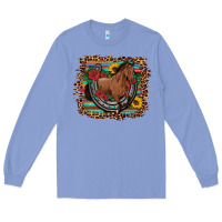 Colony Blue western horse horseshoe roses sunflowers serape leopard Long Sleeve Tee - Artiststas