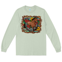 Matcha western horse horseshoe roses sunflowers serape leopard Long Sleeve Tee - Artiststas