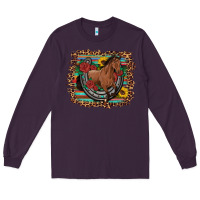Plum western horse horseshoe roses sunflowers serape leopard Long Sleeve Tee - Artiststas