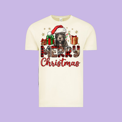 Merry Christmas Pitbull Vintage Tee Designed By Jahusdesignshop
