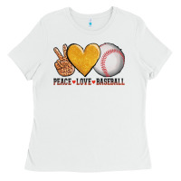 White peace love baseball Ladies Tee - AdoDesignShop