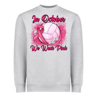 Heather Grey in october we wear pink breast cancer valleybal Heavyweight Sweatshirt - JahusDesignShop