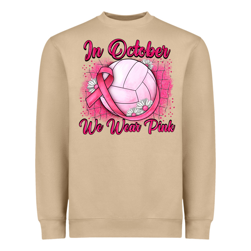 In October We Wear Pink Breast Cancer Valleybal Heavyweight Sweatshirt by JahusDesignShop | Teevron