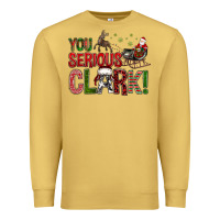 Antique Gold You Serious Clark With Santa Sleigh Premium Sweatshirt - BundleAndBundleShop