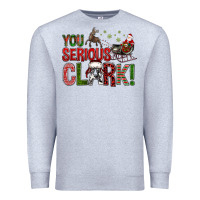 Heather Grey You Serious Clark With Santa Sleigh Premium Sweatshirt - BundleAndBundleShop