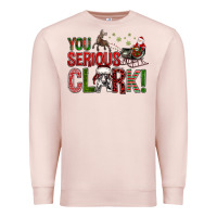 Pale Pink You Serious Clark With Santa Sleigh Premium Sweatshirt - BundleAndBundleShop